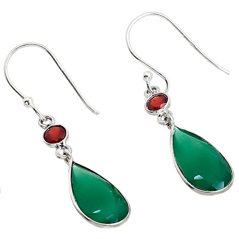 Green Onyx and Garnet Earrings E-1006 SDE91198
