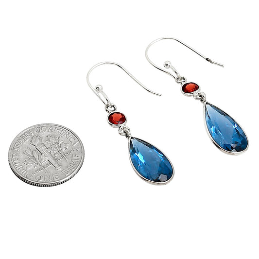 London Blue Topaz and Garnet Earrings E-1002 SDE91203