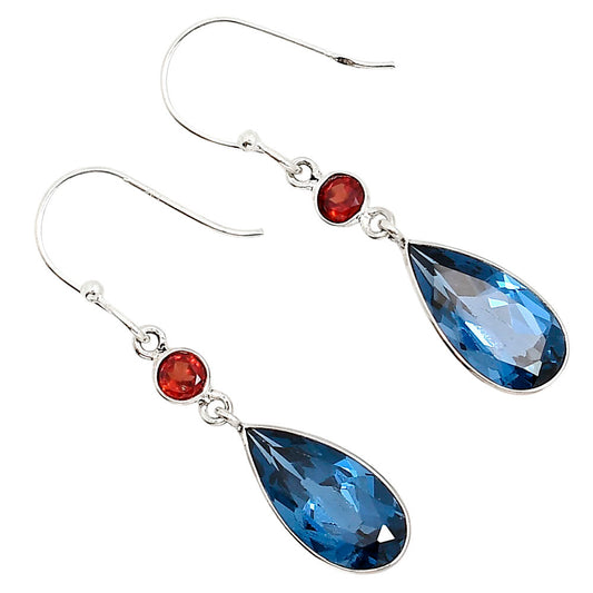 London Blue Topaz and Garnet Earrings E-1002 SDE91204