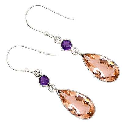Peach Morganite and Amethyst Earrings E-1006 SDE91211