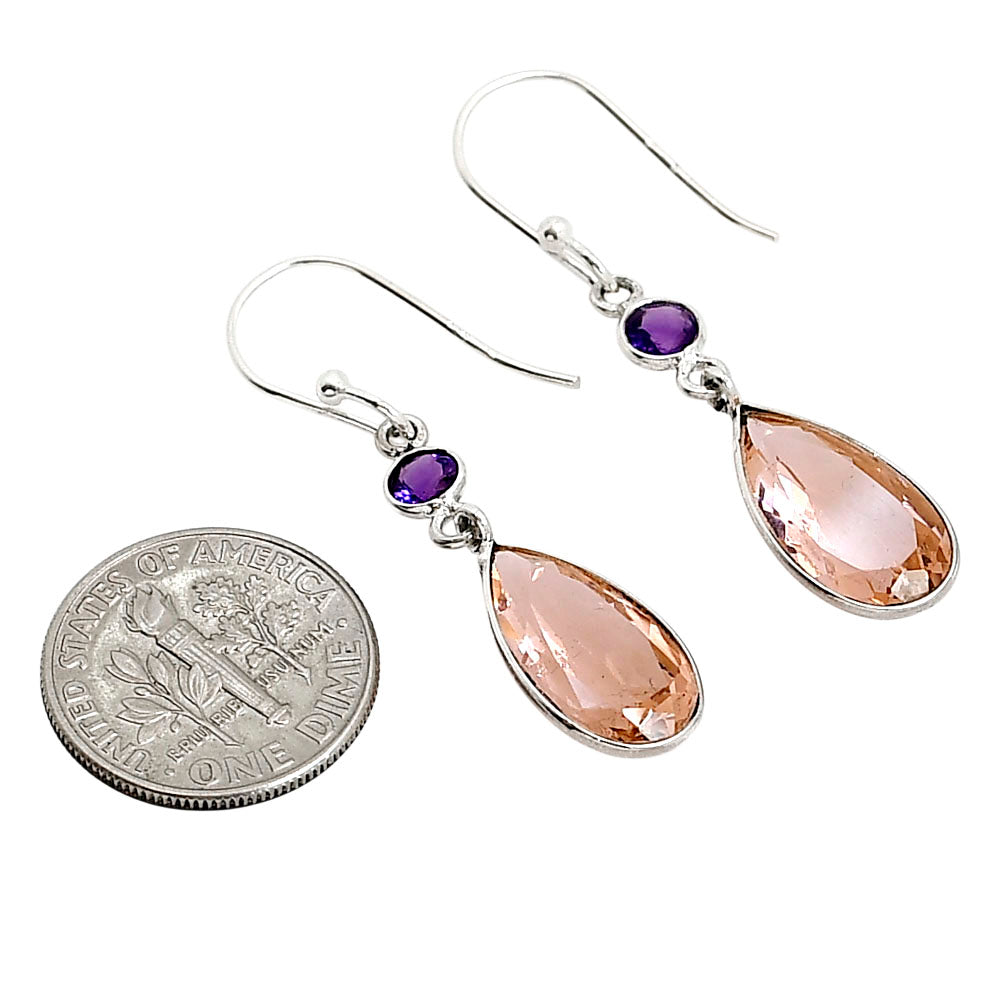 Peach Morganite and Amethyst Earrings E-1006 SDE91211