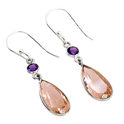 Peach Morganite and Amethyst Earrings E-1006 SDE91211
