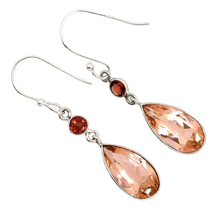 Peach Morganite and Garnet Earrings E-1006 SDE91212