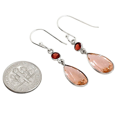 Peach Morganite and Garnet Earrings E-1006 SDE91212