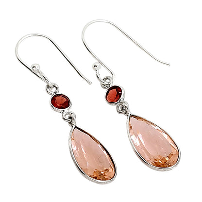 Peach Morganite and Garnet Earrings E-1006 SDE91212