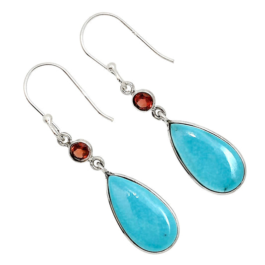 Natural Rare Turquoise Nevada Aztec Mt and Garnet Earrings E-1002 SDE91230