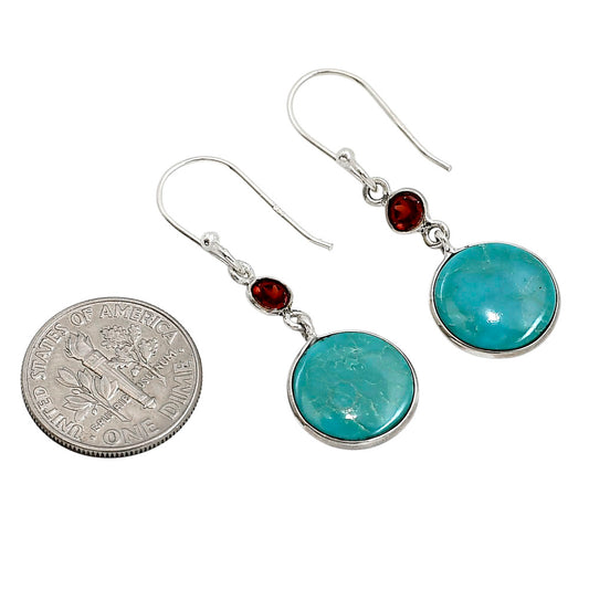Natural Rare Turquoise Nevada Aztec Mt and Garnet Earrings E-1002 SDE91266