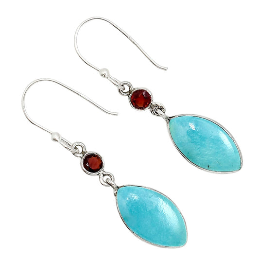 Natural Rare Turquoise Nevada Aztec Mt and Garnet Earrings E-1002 SDE91293