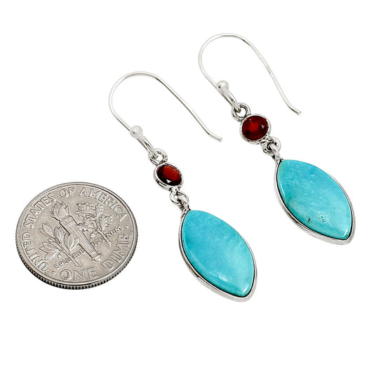 Natural Rare Turquoise Nevada Aztec Mt and Garnet Earrings E-1002 SDE91293