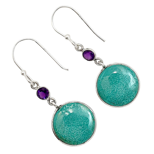 Natural Rare Turquoise Nevada Aztec Mt and Amethyst Earrings E-1002 SDE91326
