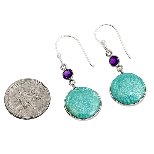 Natural Rare Turquoise Nevada Aztec Mt and Amethyst Earrings E-1002 SDE91326
