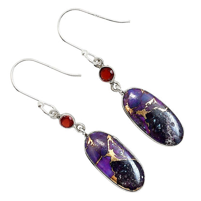 Copper Purple Turquoise and Garnet Earrings E-1002 SDE91370