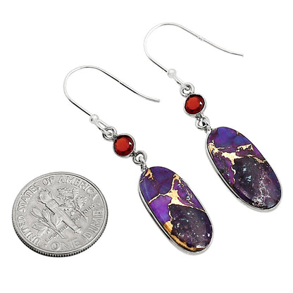Copper Purple Turquoise and Garnet Earrings E-1002 SDE91370