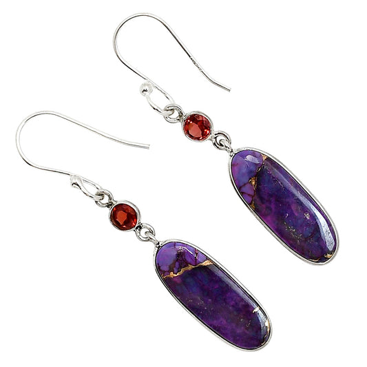 Copper Purple Turquoise and Garnet Earrings E-1002 SDE91371