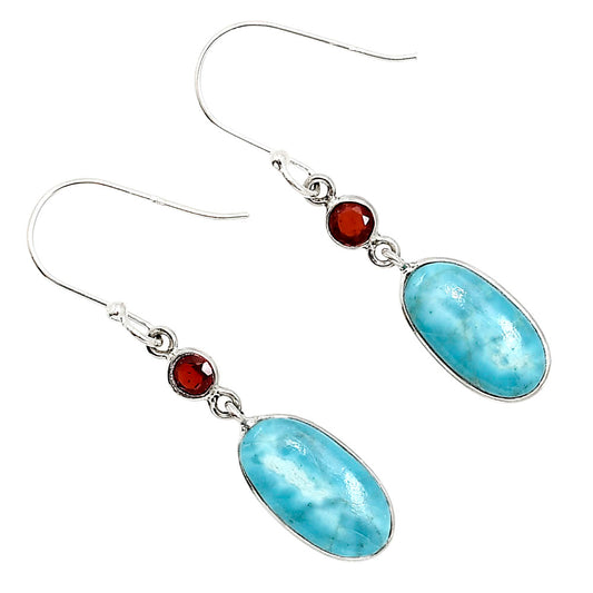 Natural Turquoise Morenci Mine and Garnet Earrings E-1002 SDE91372