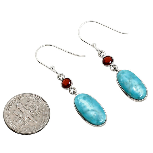 Natural Turquoise Morenci Mine and Garnet Earrings E-1002 SDE91372