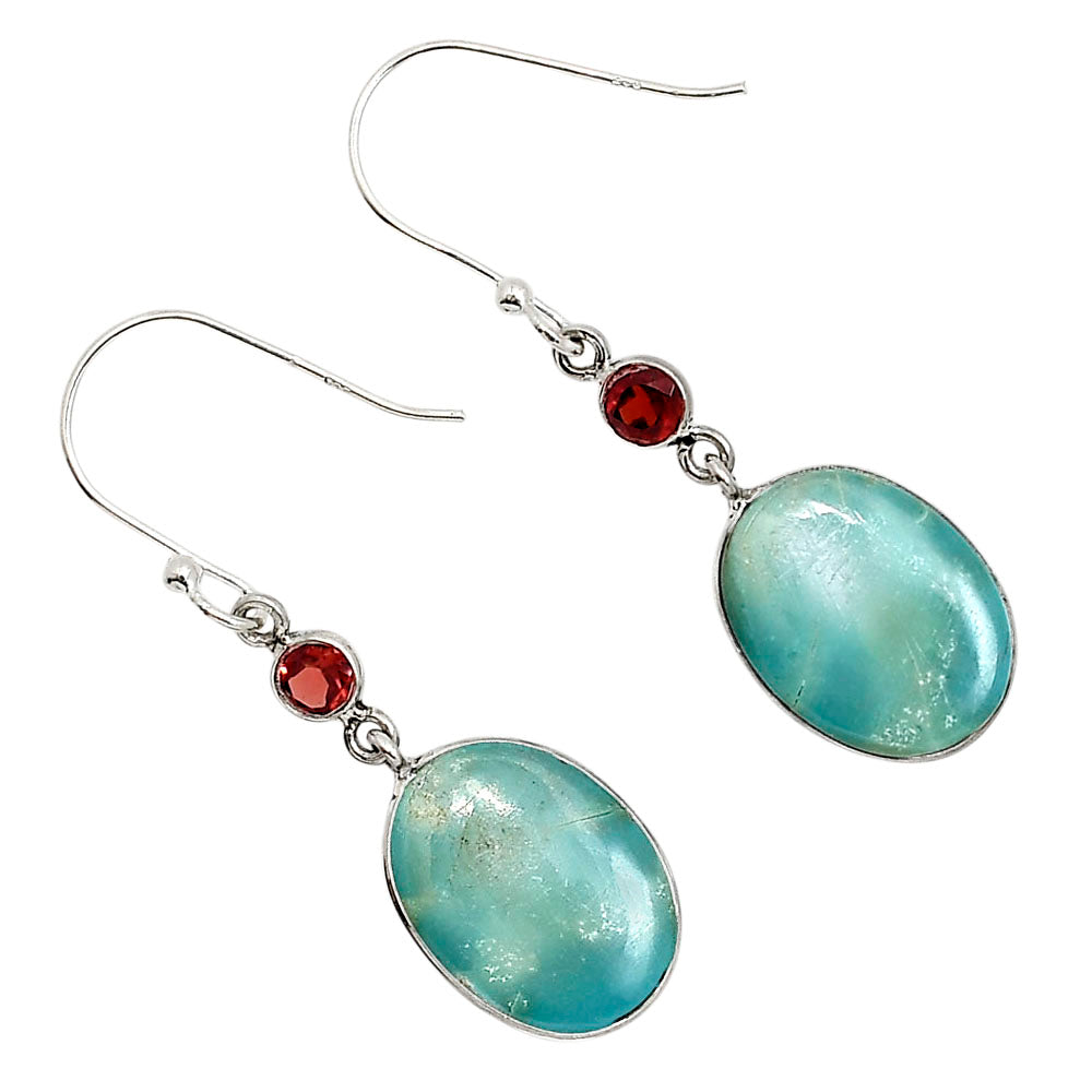 Natural Rare Turquoise Nevada Aztec Mt and Garnet Earrings E-1002 SDE91373