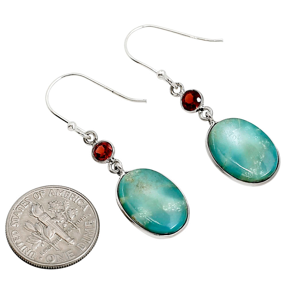 Natural Rare Turquoise Nevada Aztec Mt and Garnet Earrings E-1002 SDE91373