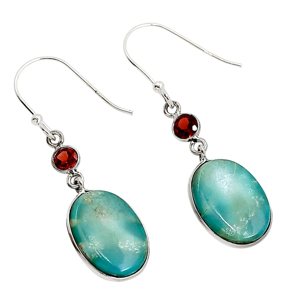 Natural Rare Turquoise Nevada Aztec Mt and Garnet Earrings E-1002 SDE91373