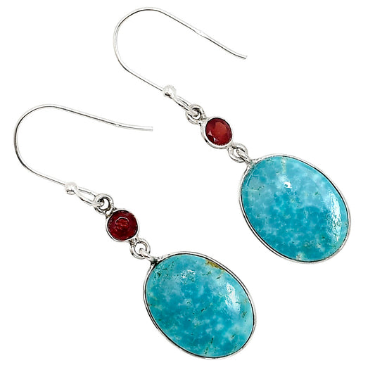 Natural Rare Turquoise Nevada Aztec Mt and Garnet Earrings E-1002 SDE91375