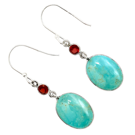 Natural Rare Turquoise Nevada Aztec Mt and Garnet Earrings E-1002 SDE91379