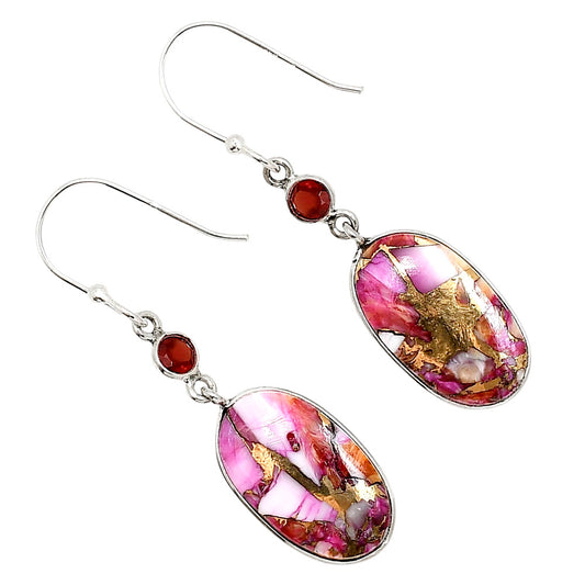 Kingman Orange Dahlia Turquoise and Garnet Earrings E-1002 SDE91382