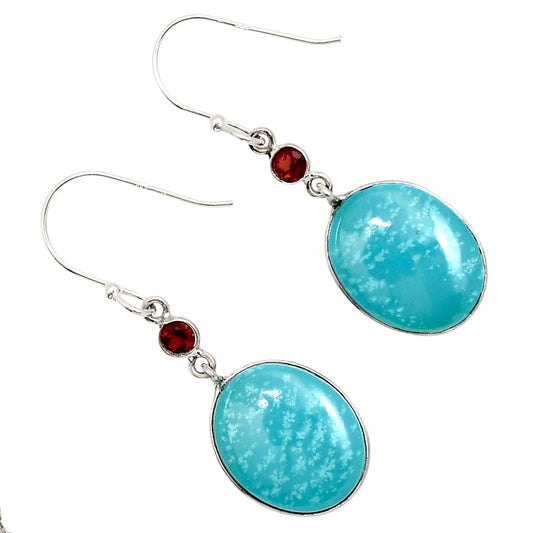 Natural Rare Turquoise Nevada Aztec Mt and Garnet Earrings E-1002 SDE91389