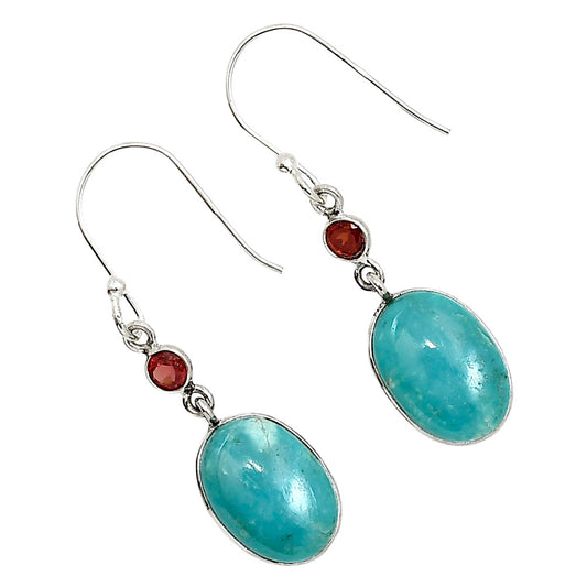 Natural Rare Turquoise Nevada Aztec Mt and Garnet Earrings E-1002 SDE91392