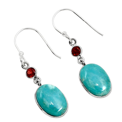 Natural Rare Turquoise Nevada Aztec Mt and Garnet Earrings E-1002 SDE91392