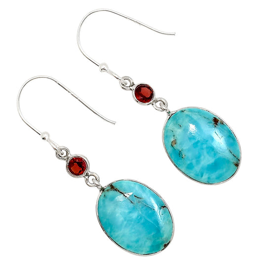 Natural Rare Turquoise Nevada Aztec Mt and Garnet Earrings E-1002 SDE91393