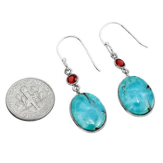 Natural Rare Turquoise Nevada Aztec Mt and Garnet Earrings E-1002 SDE91393