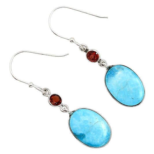 Natural Turquoise Morenci Mine and Garnet Earrings E-1002 SDE91394