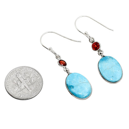 Natural Turquoise Morenci Mine and Garnet Earrings E-1002 SDE91394