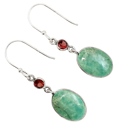 Natural Rare Turquoise Nevada Aztec Mt and Garnet Earrings E-1002 SDE91397