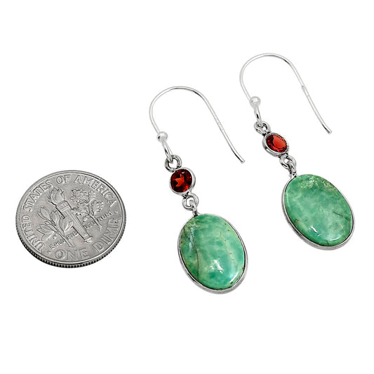 Natural Rare Turquoise Nevada Aztec Mt and Garnet Earrings E-1002 SDE91397