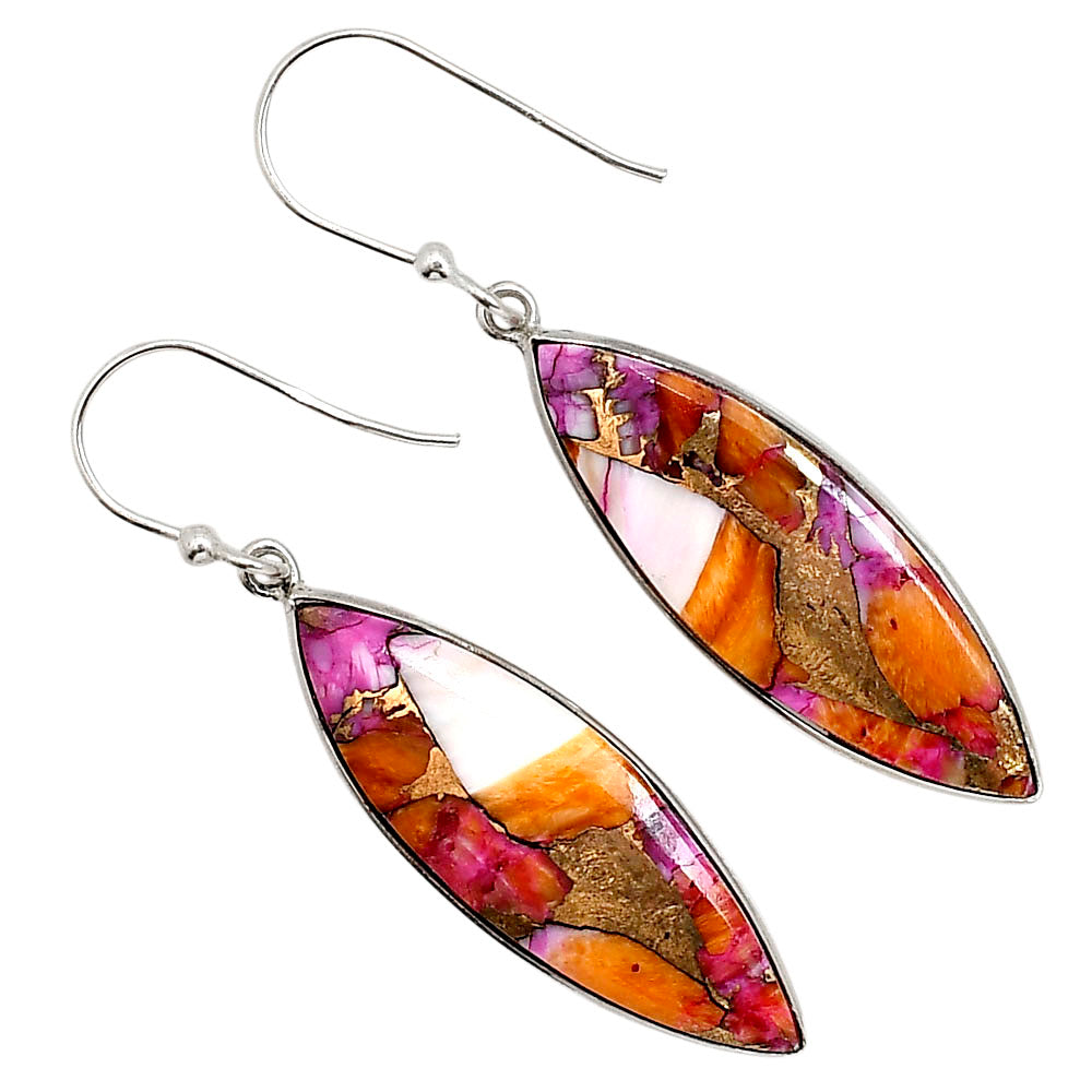 Kingman Orange Dahlia Turquoise Earrings E-1001 SDE91508
