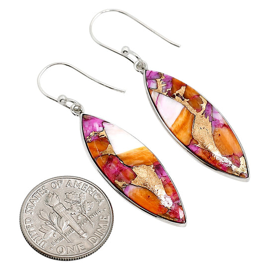 Kingman Orange Dahlia Turquoise Earrings E-1001 SDE91508