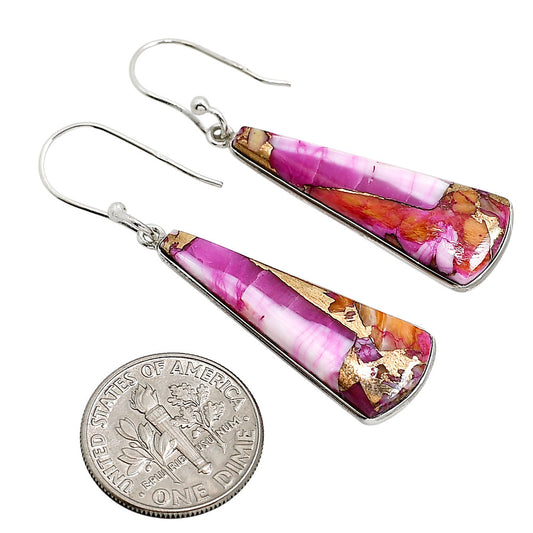 Kingman Orange Dahlia Turquoise Earrings E-1001 SDE91512