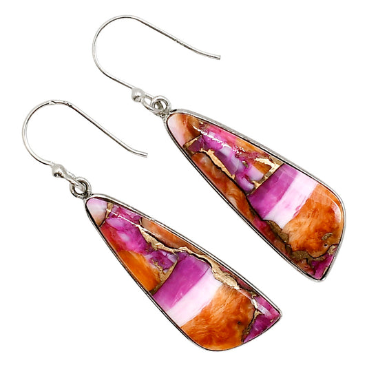 Kingman Orange Dahlia Turquoise Earrings E-1001 SDE91518