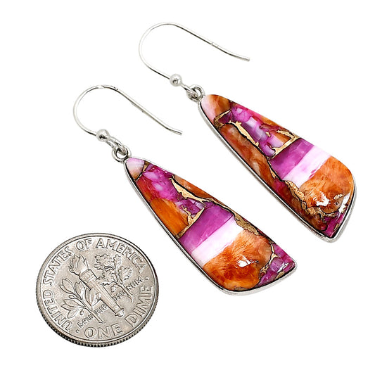 Kingman Orange Dahlia Turquoise Earrings E-1001 SDE91518