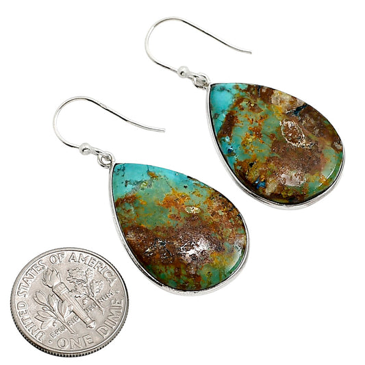 Kingman Copper Teal Turquoise Earrings E-1001 SDE91523