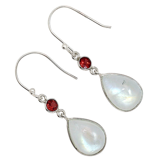 Rainbow Moonstone and Garnet Earrings E-1002 SDE91618