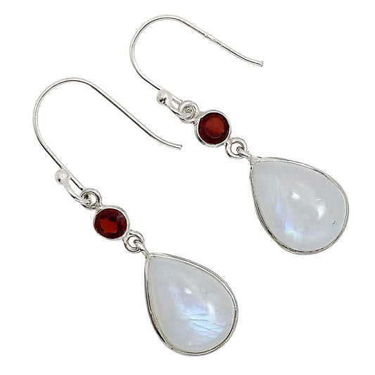 Rainbow Moonstone and Garnet Earrings E-1002 SDE91619