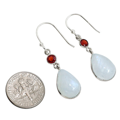 Rainbow Moonstone and Garnet Earrings E-1002 SDE91619