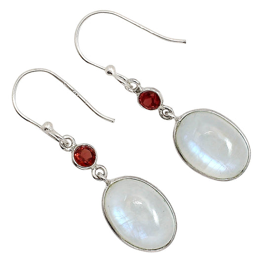 Rainbow Moonstone and Garnet Earrings E-1002 SDE91620