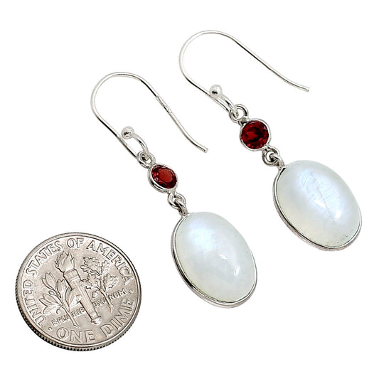 Rainbow Moonstone and Garnet Earrings E-1002 SDE91620