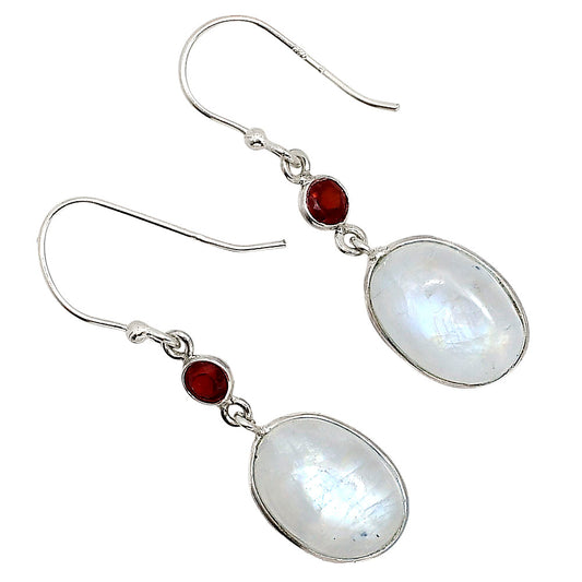 Rainbow Moonstone and Garnet Earrings E-1002 SDE91621