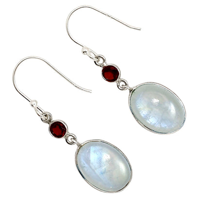Rainbow Moonstone and Garnet Earrings E-1002 SDE91622