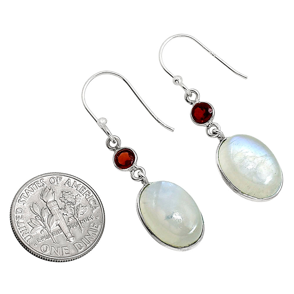 Rainbow Moonstone and Garnet Earrings E-1002 SDE91622