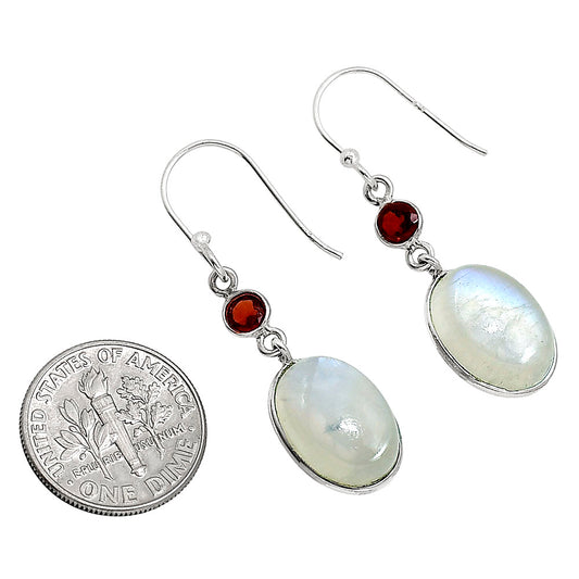 Rainbow Moonstone and Garnet Earrings E-1002 SDE91622